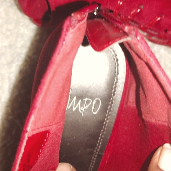 Red Faux Suede Booties - Picture 8 of 11